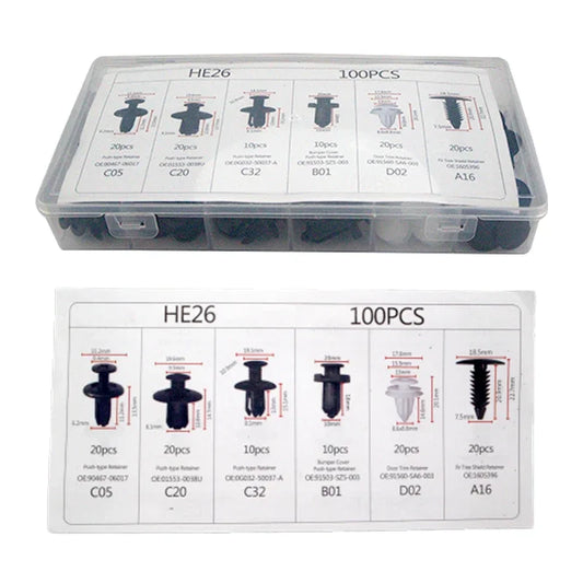 100pc Car Rivet Clip Set
