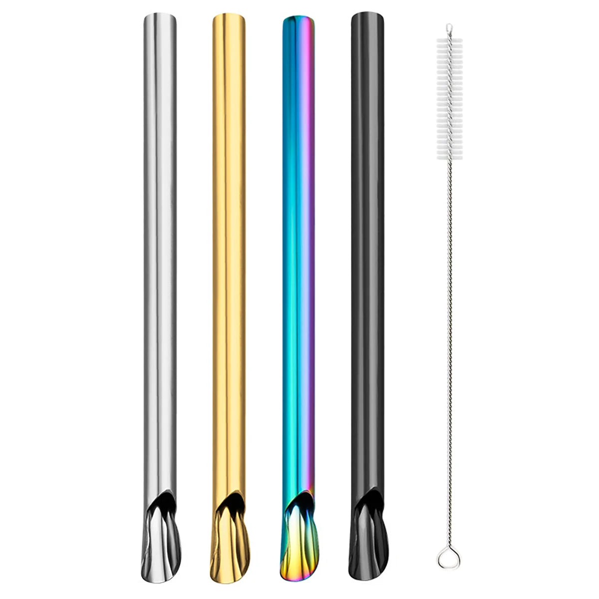 5pcs Reusable Bubble Tea Spoon Straws