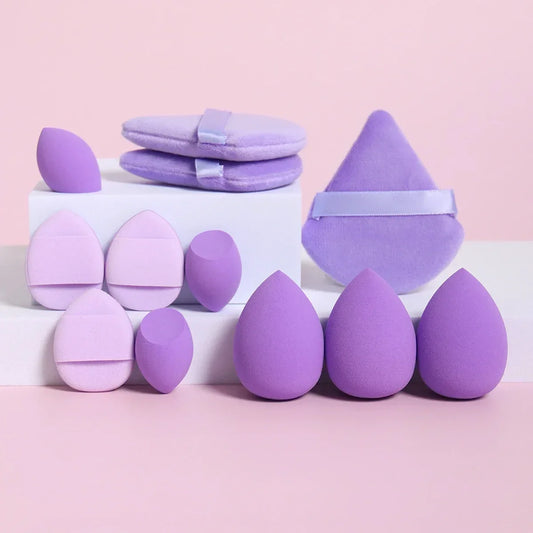 12Pcs Velvet Triangle Makeup Puffs Set