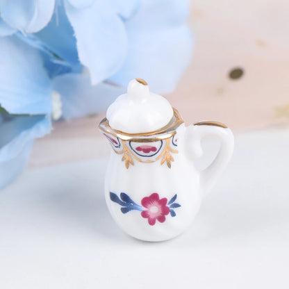 Mini Dollhouse Porcelain Tea Set (15 Pcs)
