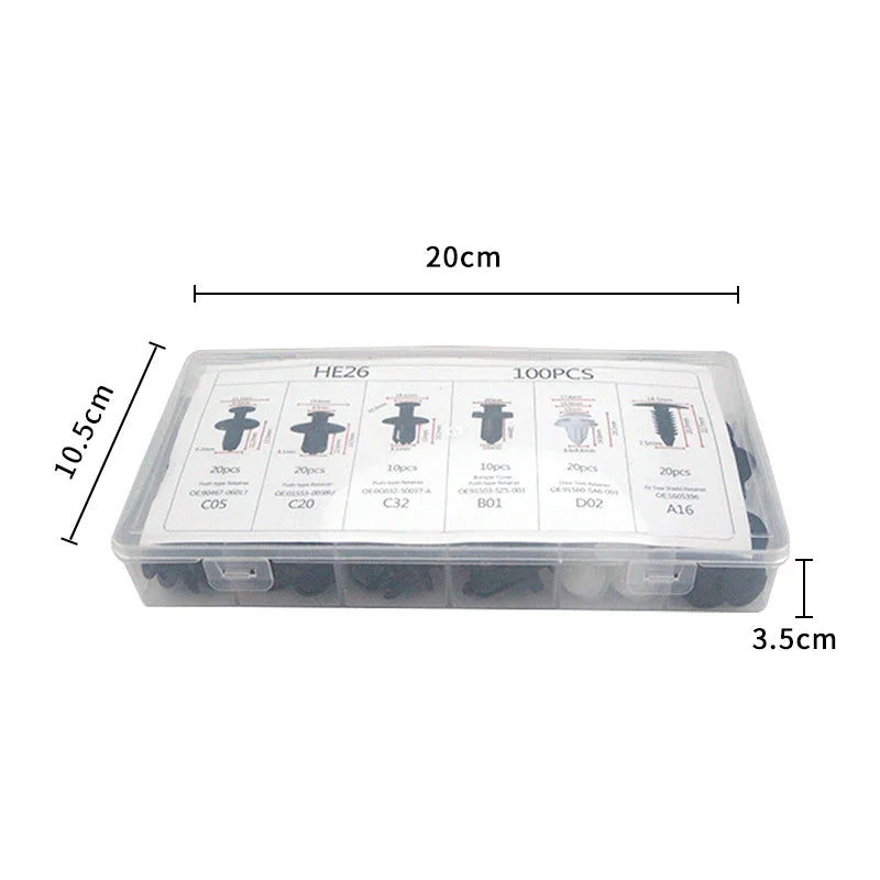 100pc Car Rivet Clip Set