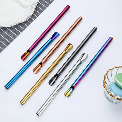 5pcs Reusable Bubble Tea Spoon Straws