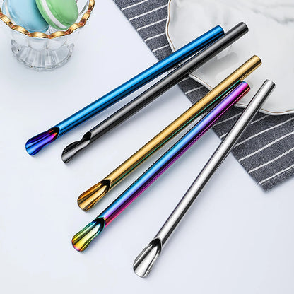 5pcs Reusable Bubble Tea Spoon Straws