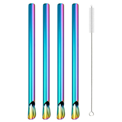 5pcs Reusable Bubble Tea Spoon Straws
