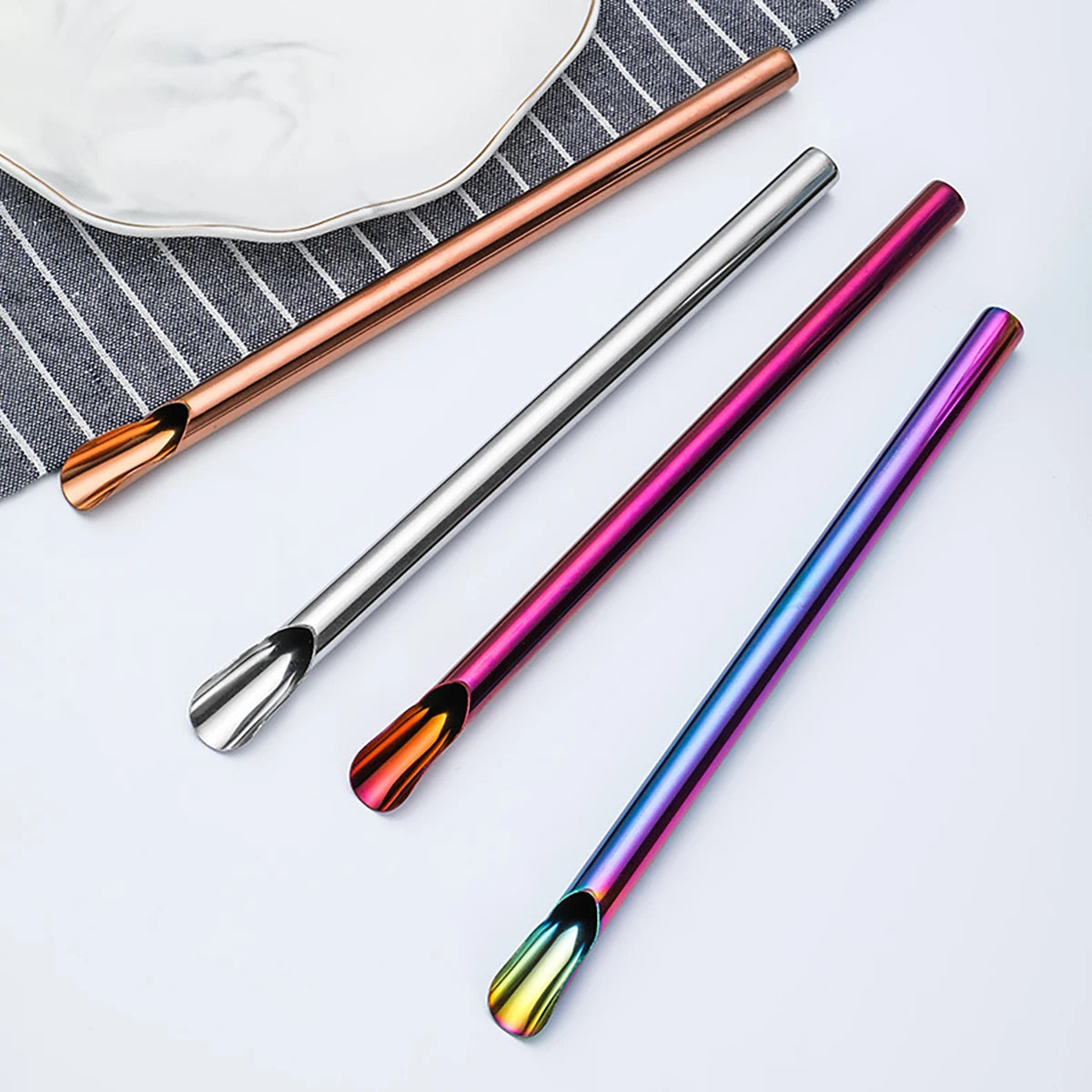 5pcs Reusable Bubble Tea Spoon Straws
